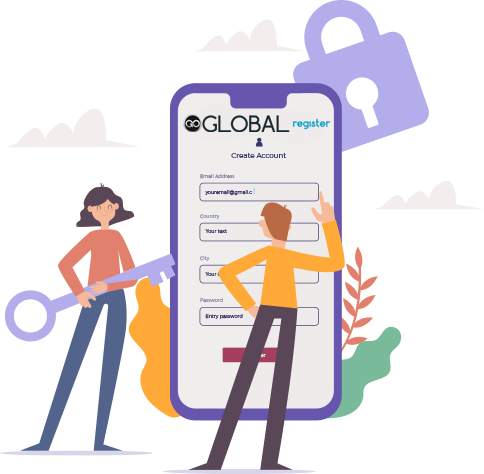 écran de première étape pour l'enregistrement mondial GO GLOBAL